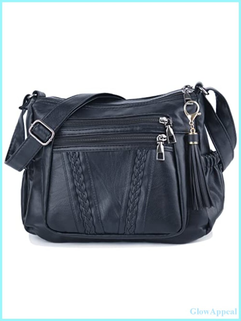 Soft PU Leather Crossbody Bag Multi Pocket Shoulder Purse
